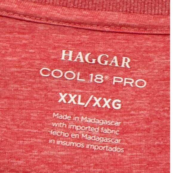 Haggar Cool 18 Pro Men's Polo Shirt Sz XXL 2XL Heathered Red Collared Golf Top - Picture 3 of 5